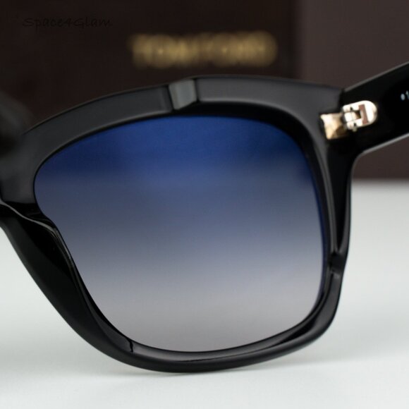 BRAND NEW Tom Ford Women Sunglasses Black Grad Smoke Silver Square FT0614/S 01C - Picture 9 of 11